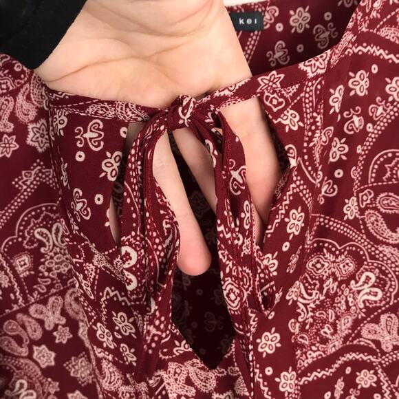 West Kei Nordstrom Red Bandana Boho Print Blouse Size S - Picture 6 of 9